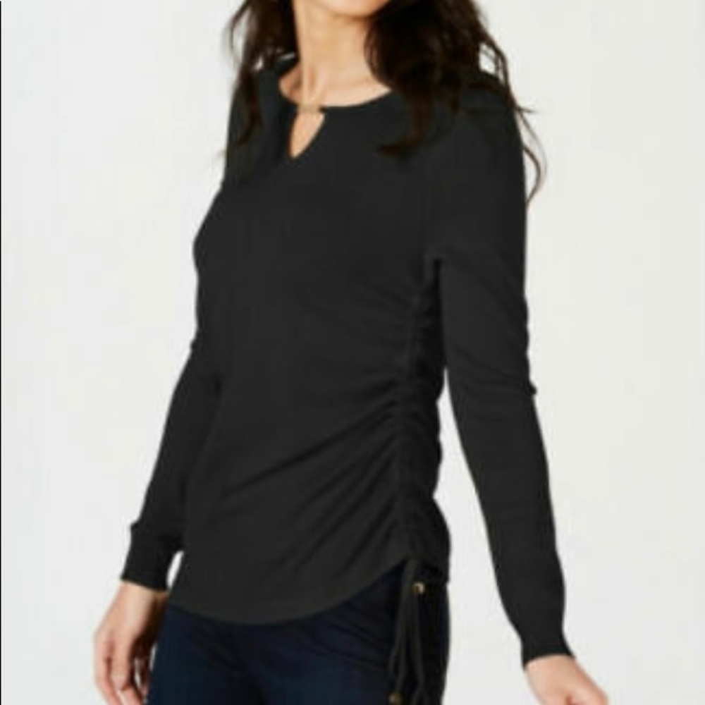 Thalia Sodi Ruched Keyhole Sweater